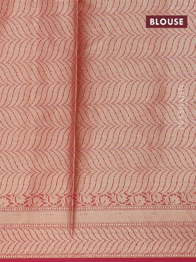 Banarasi kota saree reddish pink with allover thread & zari weaves and zari woven border