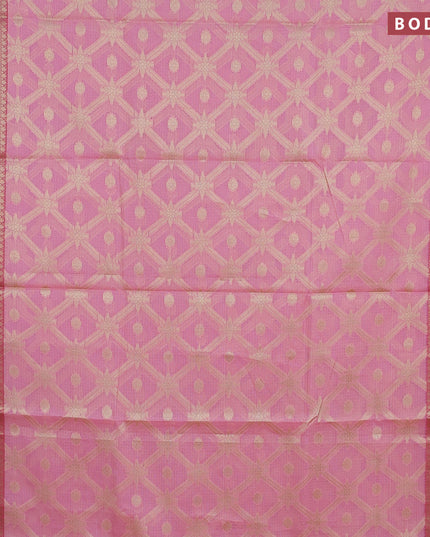 Banarasi kota saree candy pink and pink with allover zari weaves and zari woven border