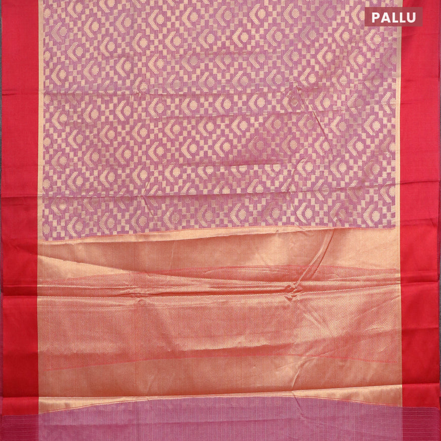 Banarasi kota saree mild purple and maroon with allover zari weaves and zari woven simple border