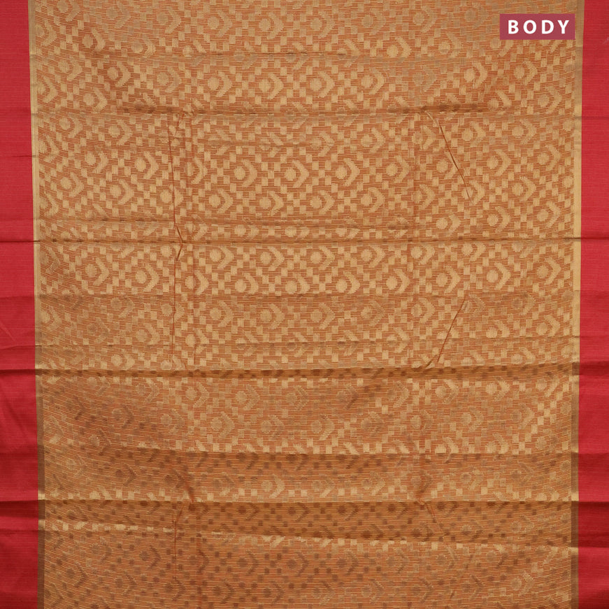 Banarasi kota saree mustard yellow and maroon with allover zari weaves and zari woven simple border