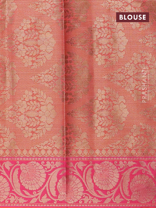 Banarasi kota saree elephant grey and magenta pink with zari woven floral buttas and floral zari woven border