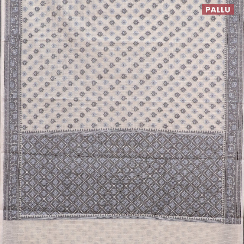 Banarasi kota saree off white and black with thread woven buttas and thread woven border