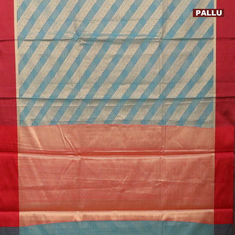 Banarasi kota saree teal blue and maroon with allover zari weaves and zari woven simple border