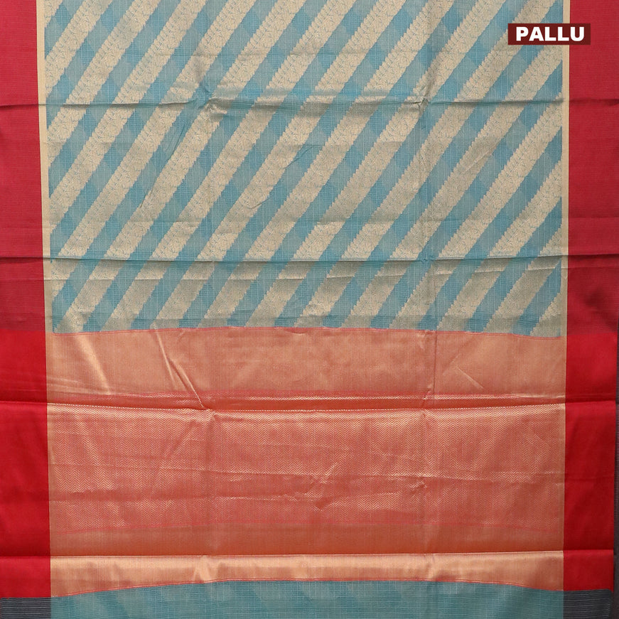 Banarasi kota saree teal blue and maroon with allover zari weaves and zari woven simple border