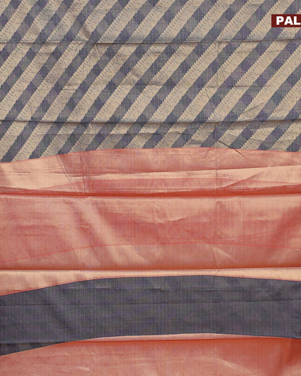 Banarasi kota saree grey and maroon with allover zari weaves and zari woven simple border