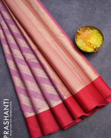 Banarasi kota saree mild purple and maroon with allover zari weaves and zari woven simple border