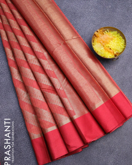 Banarasi kota saree red shade with allover zari weaves and zari woven simple border