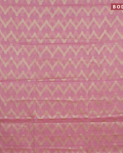 Banarasi kota saree light pink and pink with allover zari woven zig zag weaves and zari woven border