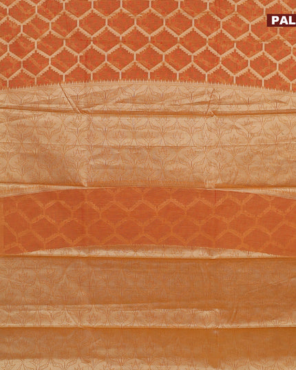 Banarasi kota saree orange and pink with allover thread & zari woven geometric weaves and zari woven border