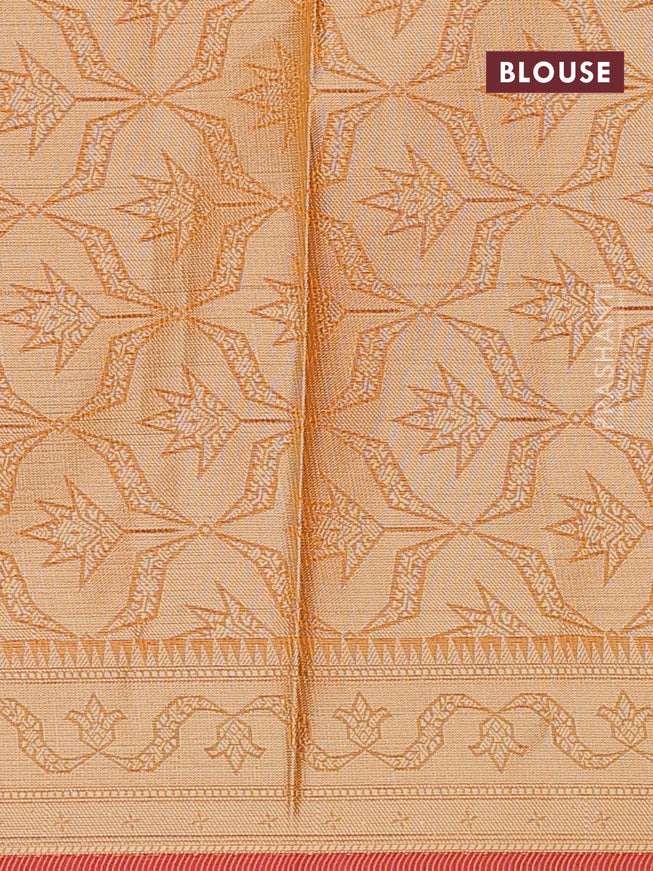 Banarasi kota saree orange and pink with allover thread & zari woven geometric weaves and zari woven border