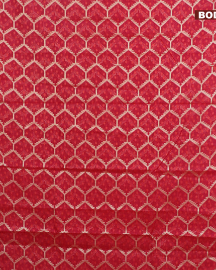 Banarasi kota saree reddish pink with allover thread & zari woven geometric weaves and zari woven border
