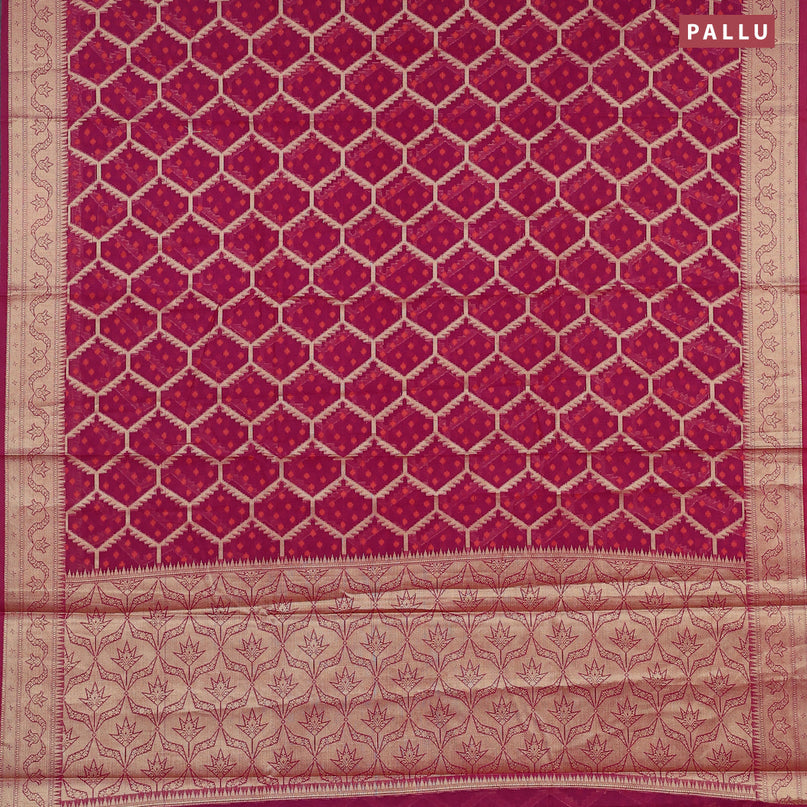 Banarasi kota saree purple with allover thread & zari woven geometric weaves and zari woven border