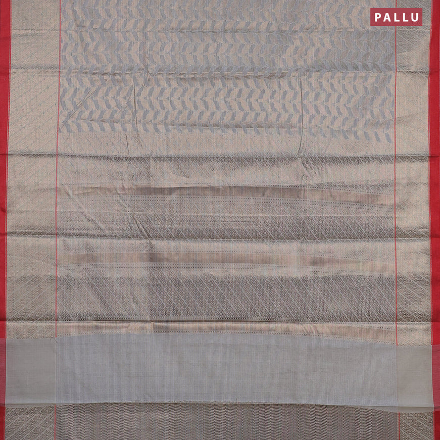 Banarasi kota saree grey shade and maroon with allover zari weaves and zari woven border