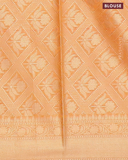 Banarasi kota saree orange and pink shade with allover thread & zari woven butta weaves and zari woven border