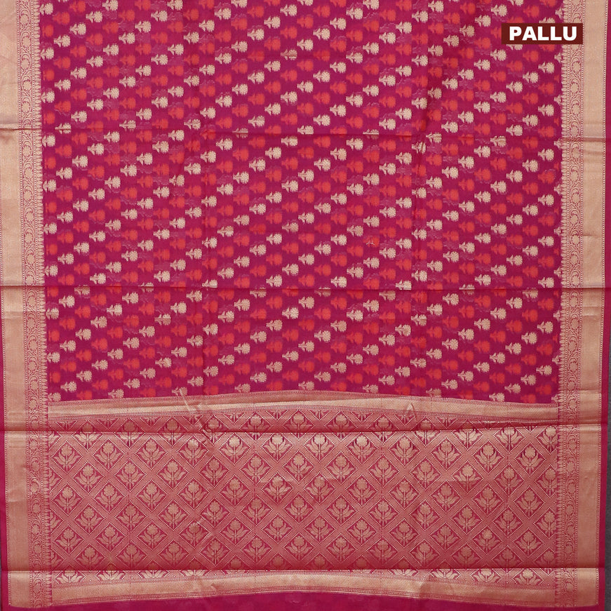 Banarasi kota saree magenta pink with allover thread & zari woven butta weaves and zari woven border