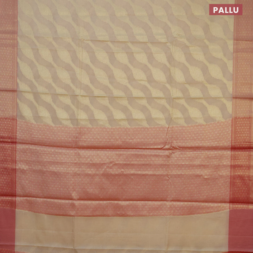 Banarasi kota saree sandal and pink with allover zari weaves and zari woven border