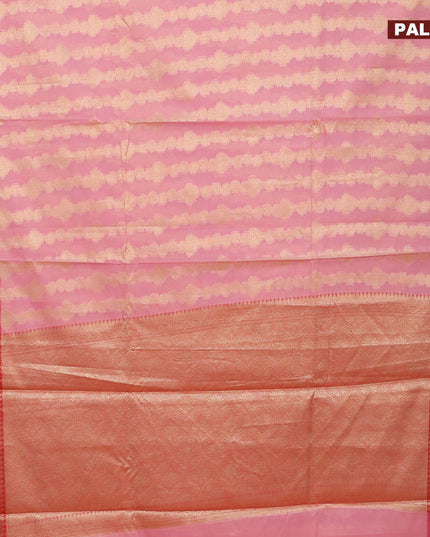 Banarasi kota saree light pink and pink with allover zari weaves and zari woven border