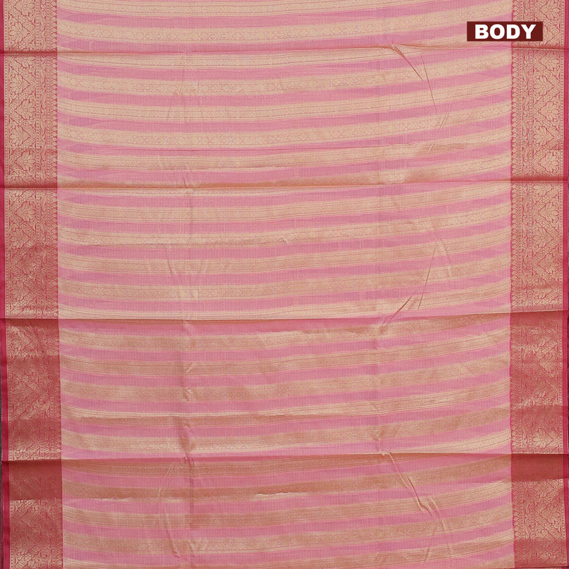Banarasi kota saree light pink and pink with allover zari weaves and zari woven border