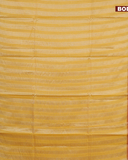 Banarasi kota saree yellow and red with allover zari weaves and zari woven border