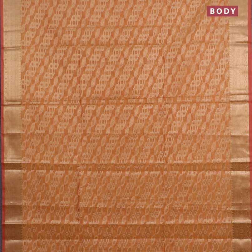 Banarasi kota saree mustard yellow and red with allover thread & zari weaves and zari woven border