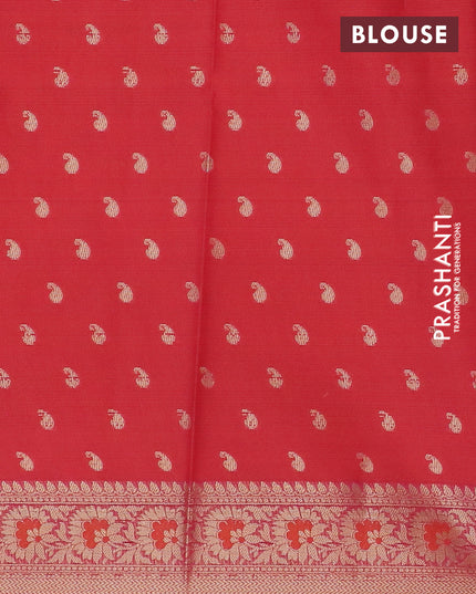 Banarasi kota saree pink with allover thread & zari woven floral weaves and zari woven border