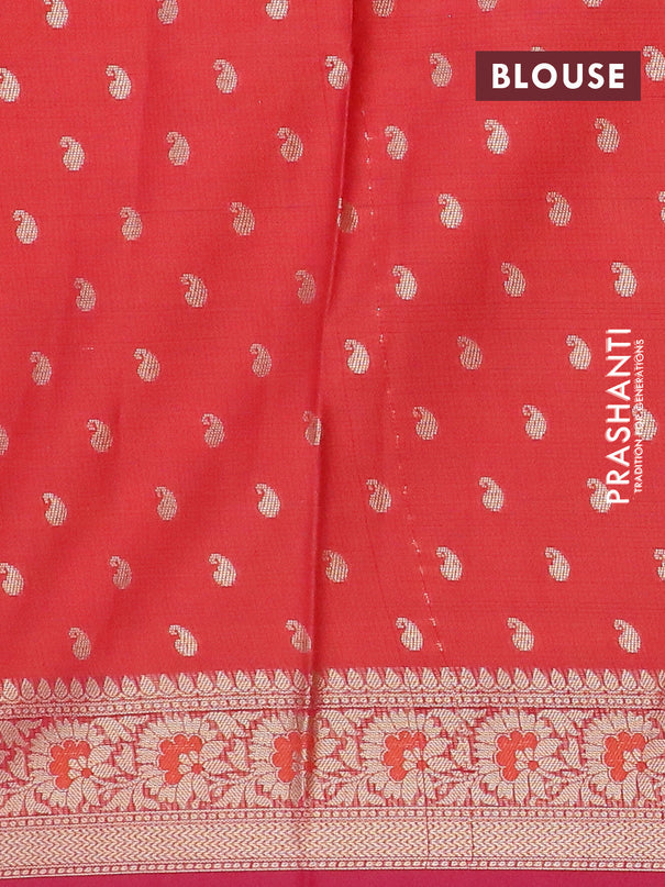 Banarasi kota saree dark pink with allover thread & zari woven floral weaves and zari woven border