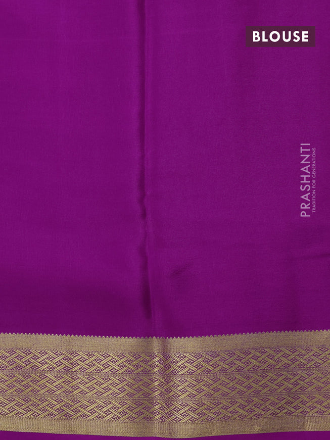 Pure mysore silk saree purple with plain body and zari woven border