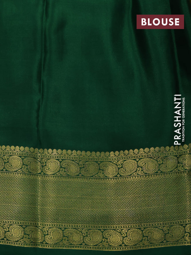 Pure mysore silk saree lime green and green with allover zari checks & buttas and paisley zari woven border