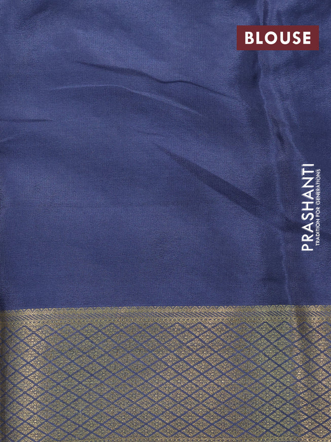 Pure mysore silk saree grey with allover geometric zari weaves and zari woven border