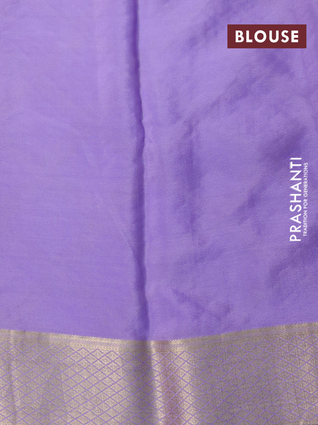 Pure mysore silk saree lavender with allover geometric zari weaves and zari woven border