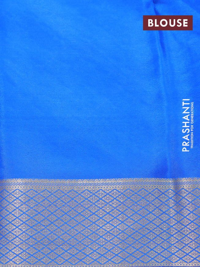 Pure mysore silk saree royal blue with allover geometric zari weaves and zari woven border