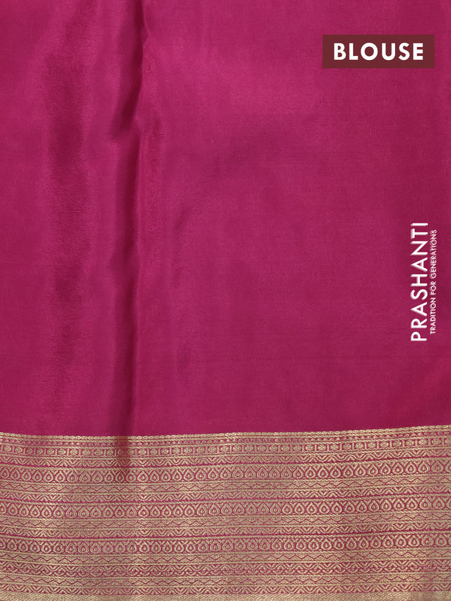 Pure mysore silk saree magenta pink shade with allover zig zag zari weaves and zari woven border