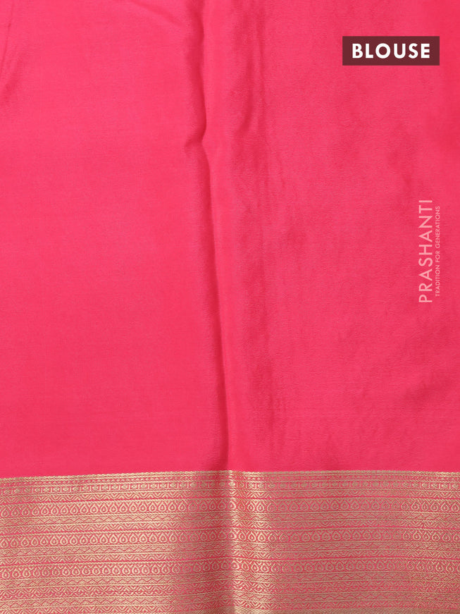 Pure mysore silk saree pink with allover zig zag zari weaves and zari woven border