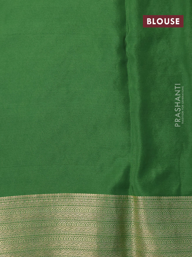Pure mysore silk saree green with allover zig zag zari weaves and zari woven border