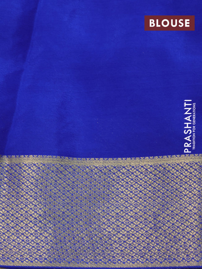 Pure mysore silk saree blue with allover zari woven brocade weaves and zari woven border