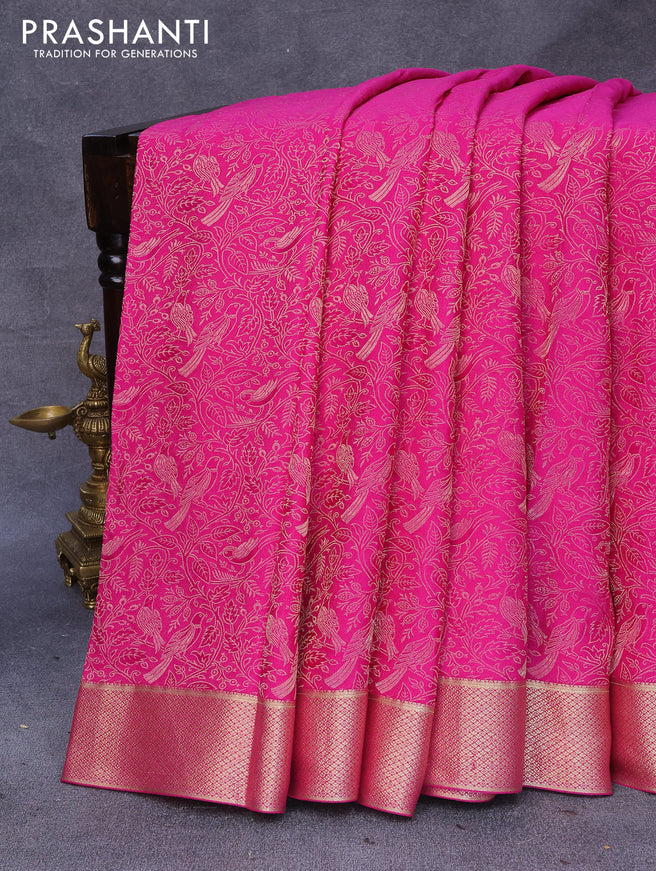 Pure mysore silk saree pink with allover zari woven brocade weaves and zari woven border