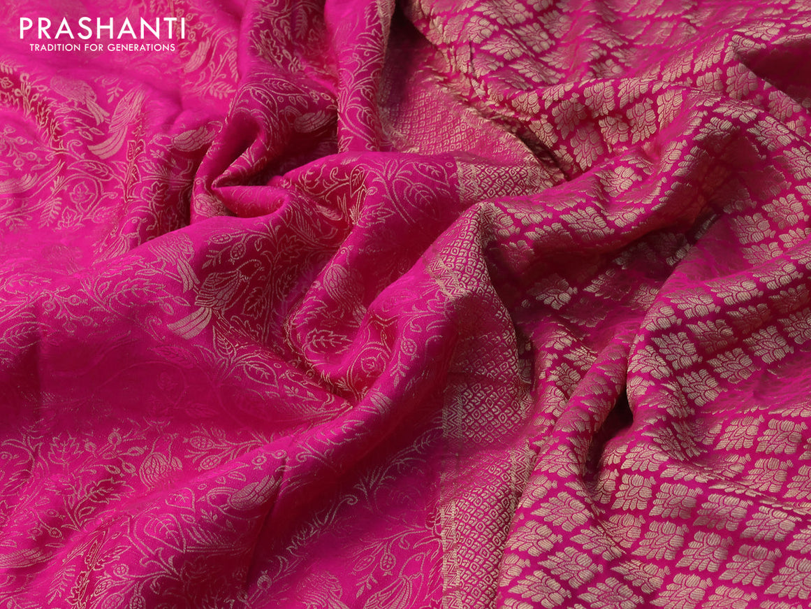 Pure mysore silk saree pink with allover zari woven brocade weaves and zari woven border