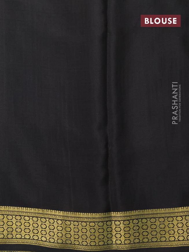 Pure mysore silk saree lime green and black with allover zari checked pattern and zari woven border