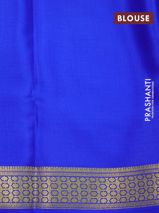 Pure mysore silk saree light blue and royal blue with allover zari checked pattern and zari woven border