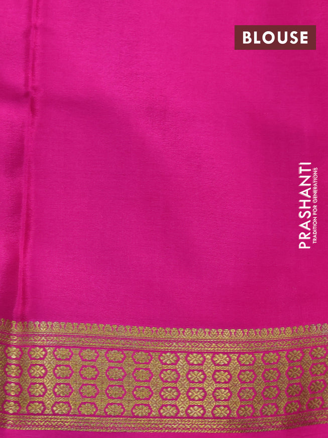Pure mysore silk saree grey and pink with allover zari checked pattern and zari woven border