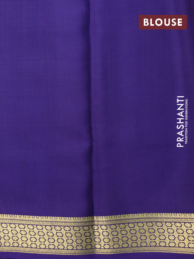 Pure mysore silk saree pastel blue shade and dark blue with allover zari checked pattern and zari woven border