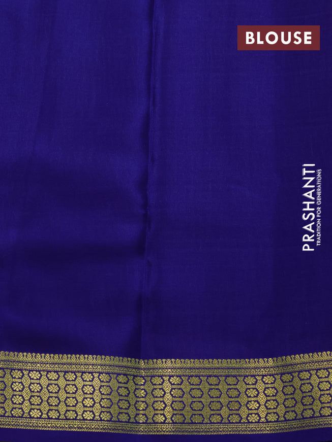 Pure mysore silk saree cs blue and dark blue with allover zari checked pattern and zari woven border
