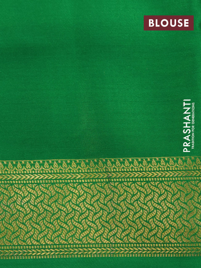 Pure mysore silk saree purple and green with allover zari woven geometric weaves and zari woven border