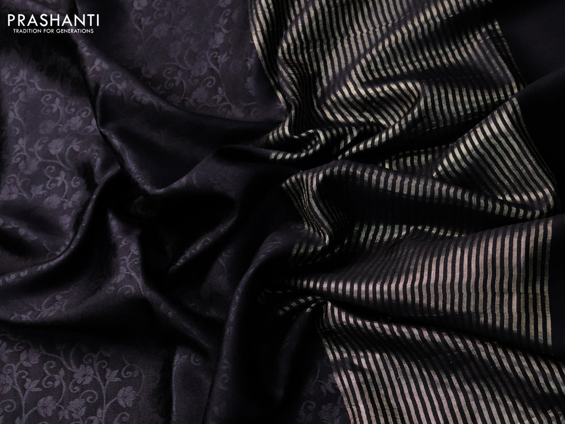 Pure mysore silk saree black with allover self emboss and zari woven border