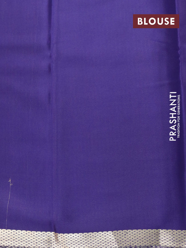 Pure mysore silk saree dark blue with allover self emboss and zari woven border