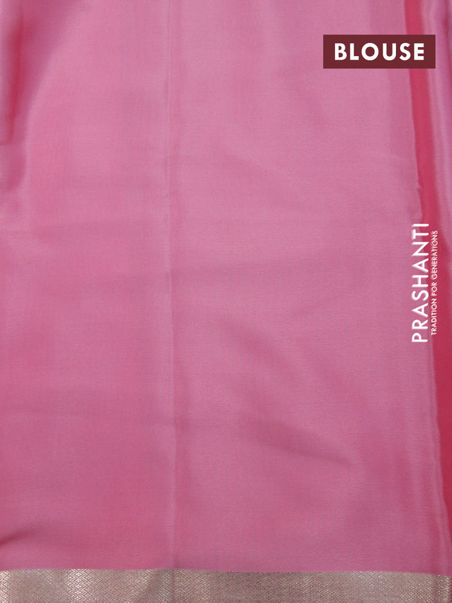 Pure mysore silk saree peach pink with allover self emboss and zari woven border