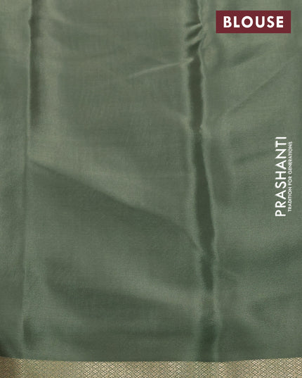 Pure mysore silk saree pastel green with allover self emboss and zari woven border
