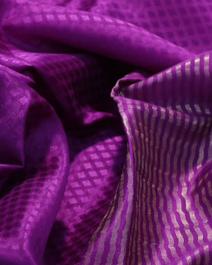 Pure mysore silk saree purple with allover self emboss and zari woven border