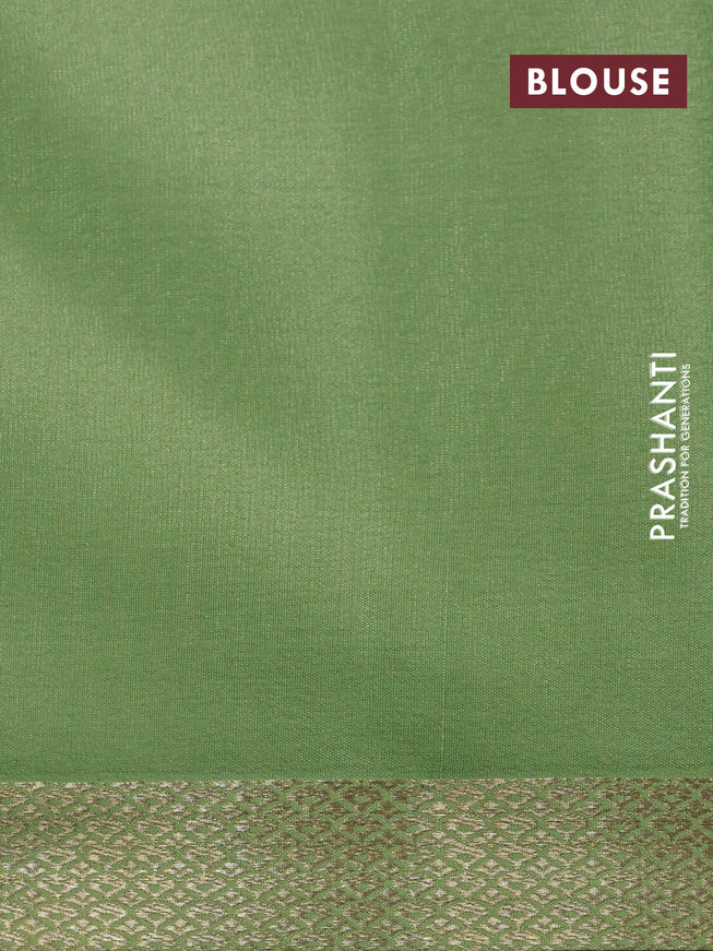 Pure mysore silk saree green shade with allover self emboss and zari woven border