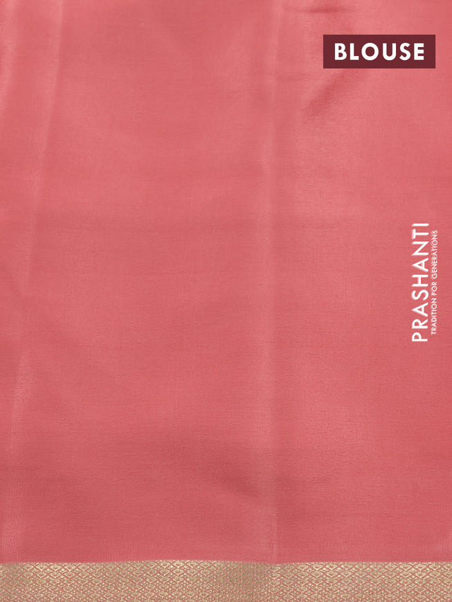 Pure mysore silk saree peach pink with allover self emboss and zari woven border